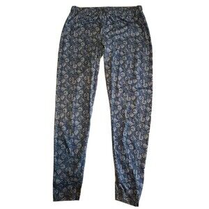 Women's Joggers Small Disty Floral Print Pull On Blue Elastic Waist Lucky Brand